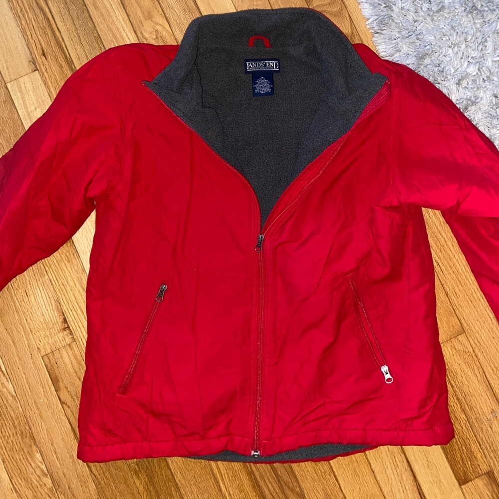 Lands’ End  Red fleece lined jacket
